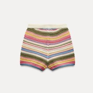 Zara High Waist Pink and Green Shorts